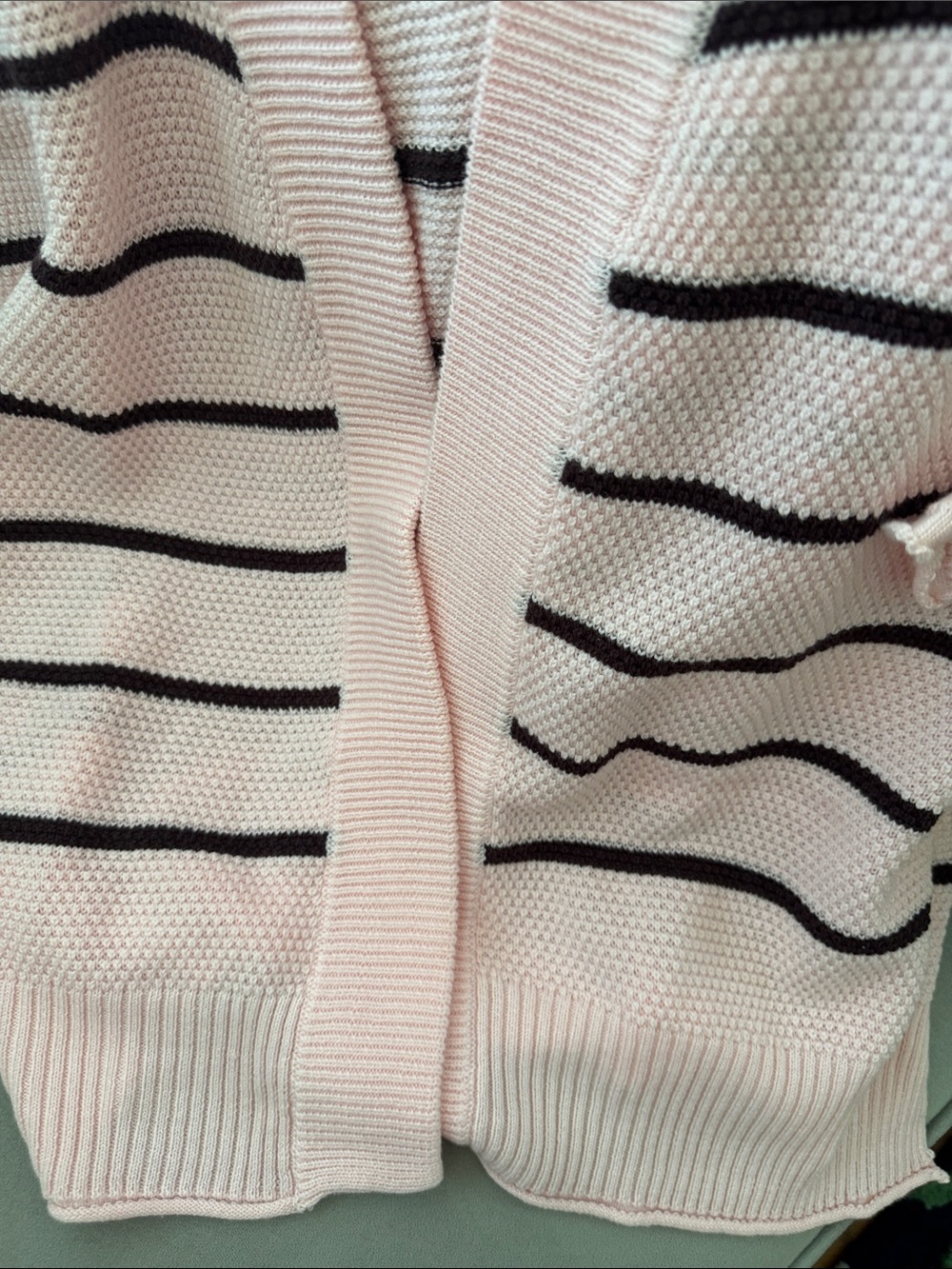 Anthropologie Light Pink Cardigan with Black Stripes - Picture 6 of 7